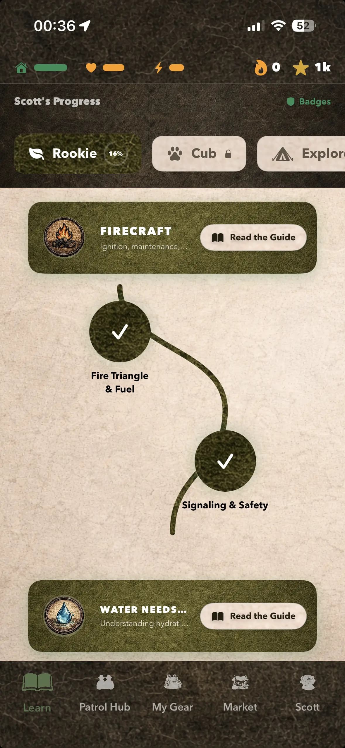 Survivly lessons and weather-aware daily quests on iPhone and Android